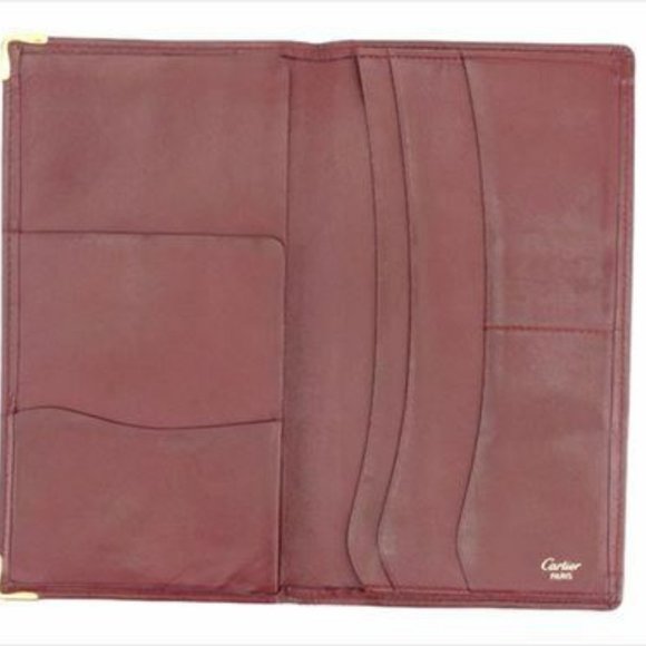 Cartier Wallet Purse Mastline Red Gold leather Woman unisex Authentic Used - Picture 5 of 9